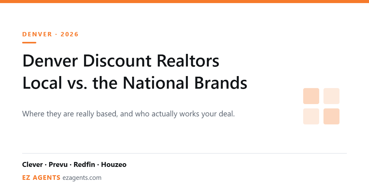 Denver discount realtors compared with the national brands Clever, Prevu, Redfin and Houzeo