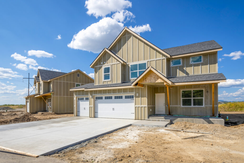 Newly built home exterior under a blue Colorado sky