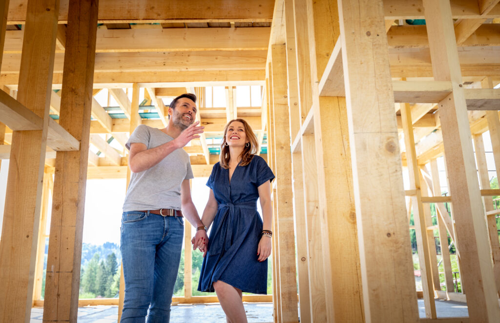 Couple planning a newly built home